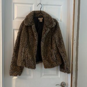 Faux fur leopard, vintage, sz small